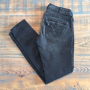 True Religion Distressed Black Skinny Jeans